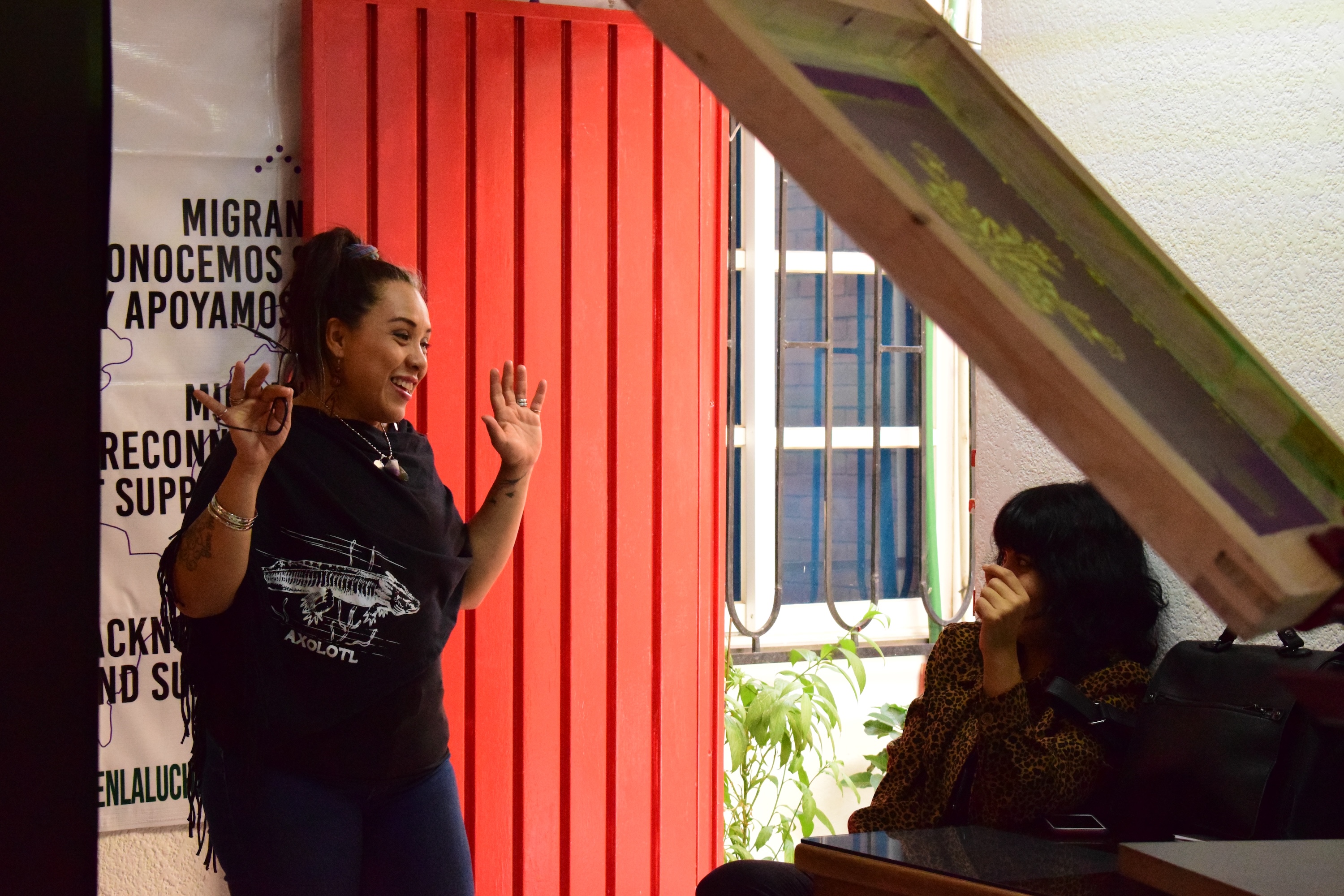 Author/researcher Gretel with interviewee Ana Laura in neighborhood of Mexico City